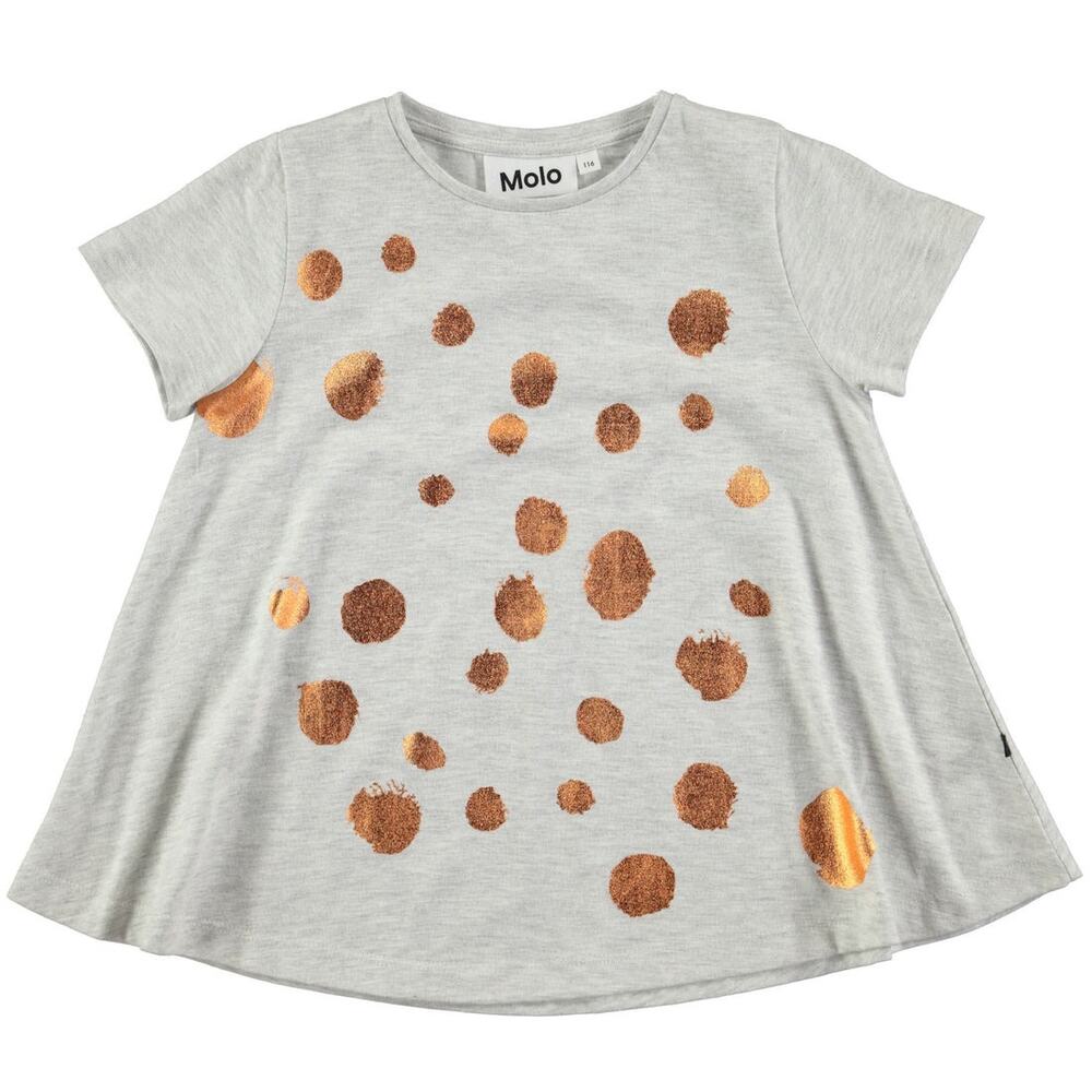 Molo Girls Gray Gold Dot Swing T-shirt size 6